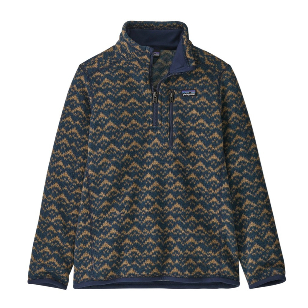 Boys Patagonia Sweatshirt XS Blue Brown Quarter-Zip Fleece